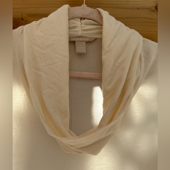 Banana Republic NWOT Long Sleeve Gummy Cowl Neck Cocoon Top Medium Cream Ivory - Picture 5 of 15